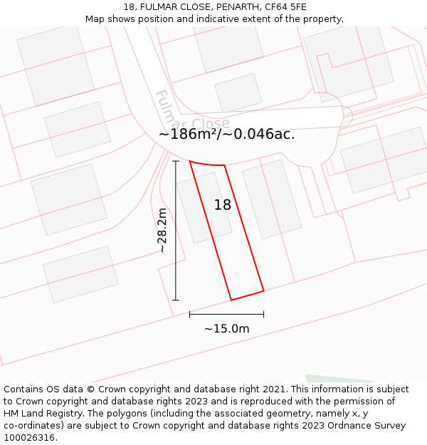 18, FULMAR CLOSE, PENARTH, CF64 5FE: Plot and title map