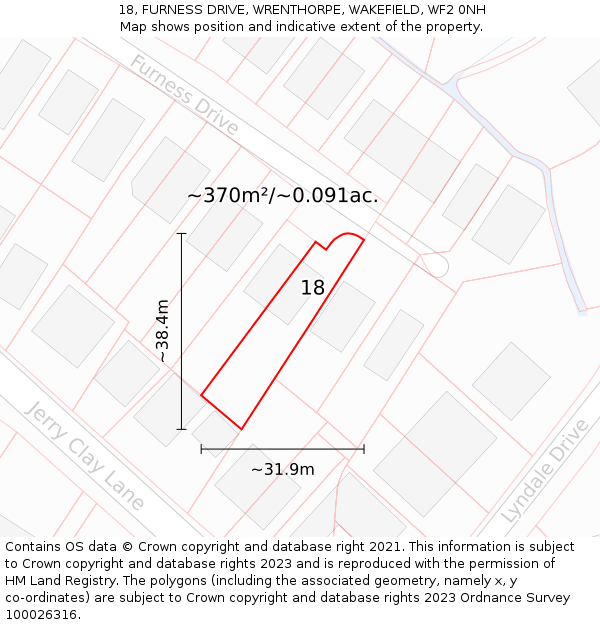 18, FURNESS DRIVE, WRENTHORPE, WAKEFIELD, WF2 0NH: Plot and title map