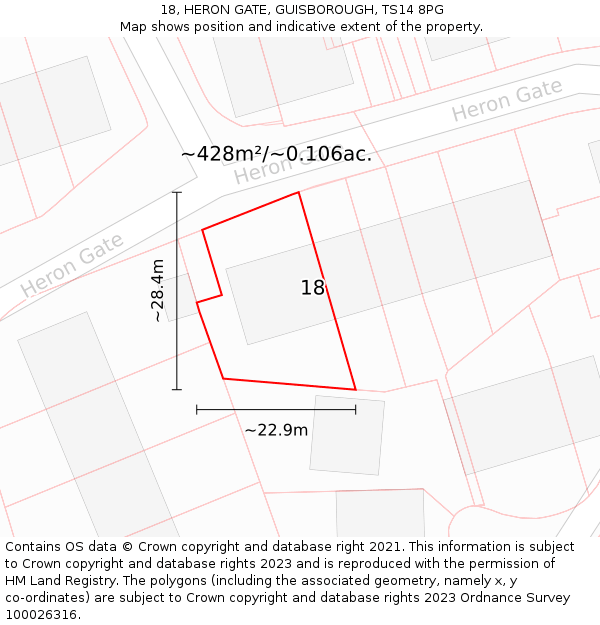 18, HERON GATE, GUISBOROUGH, TS14 8PG: Plot and title map