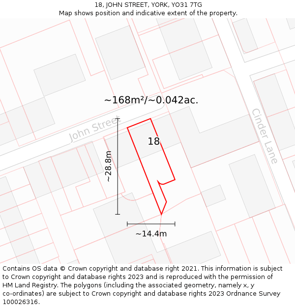 18, JOHN STREET, YORK, YO31 7TG: Plot and title map