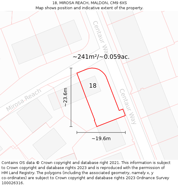 18, MIROSA REACH, MALDON, CM9 6XS: Plot and title map