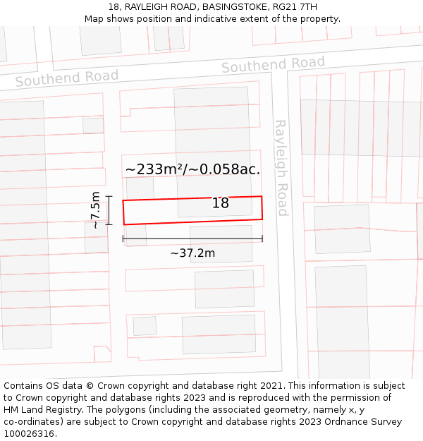 18, RAYLEIGH ROAD, BASINGSTOKE, RG21 7TH: Plot and title map