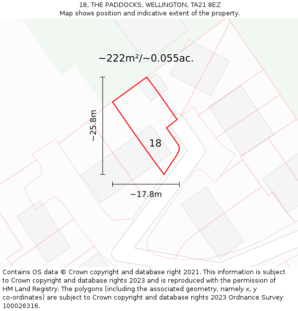 18, THE PADDOCKS, WELLINGTON, TA21 8EZ: Plot and title map