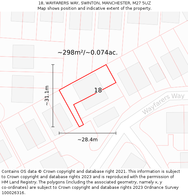 18, WAYFARERS WAY, SWINTON, MANCHESTER, M27 5UZ: Plot and title map