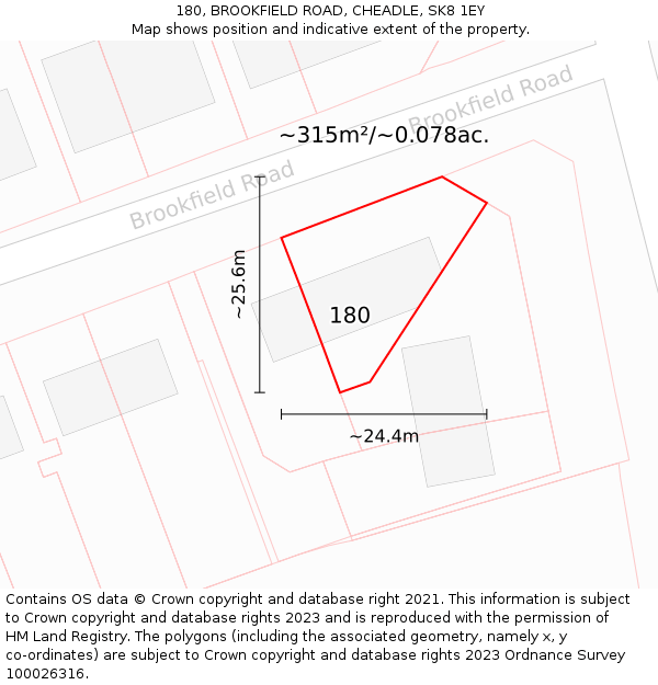 180, BROOKFIELD ROAD, CHEADLE, SK8 1EY: Plot and title map