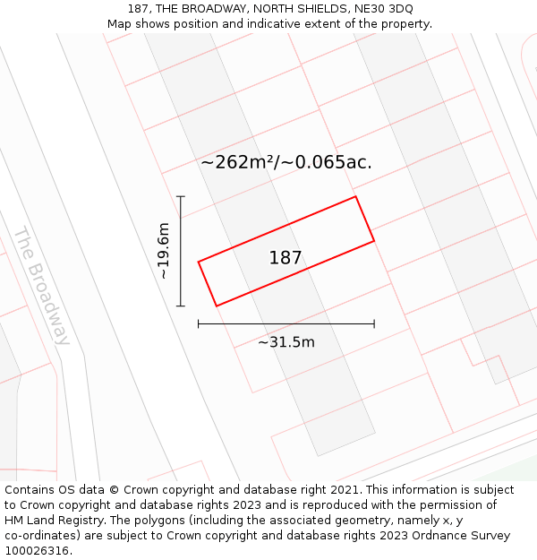 187, THE BROADWAY, NORTH SHIELDS, NE30 3DQ: Plot and title map