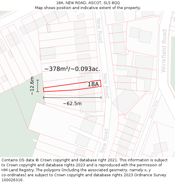 18A, NEW ROAD, ASCOT, SL5 8QQ: Plot and title map