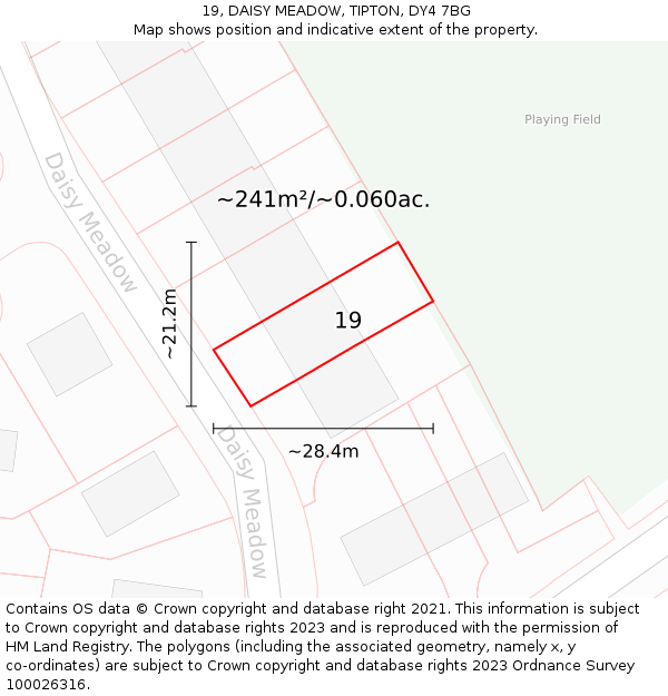 19, DAISY MEADOW, TIPTON, DY4 7BG: Plot and title map