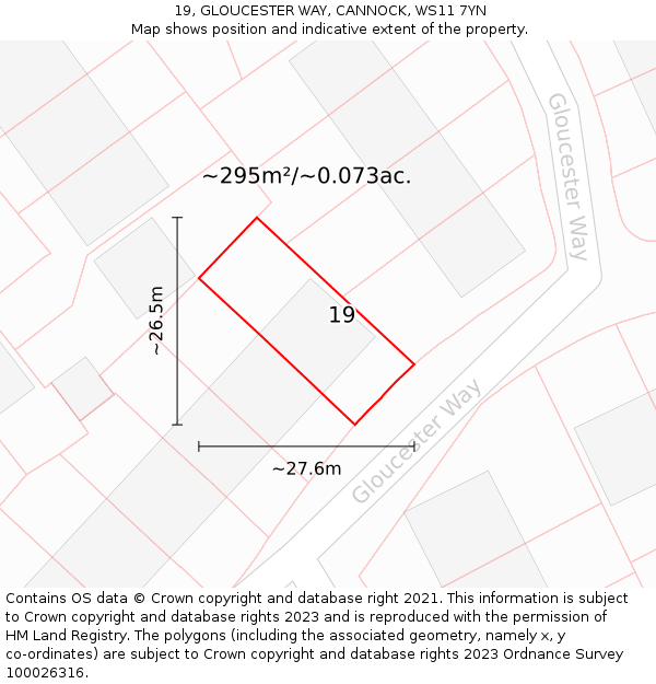 19, GLOUCESTER WAY, CANNOCK, WS11 7YN: Plot and title map