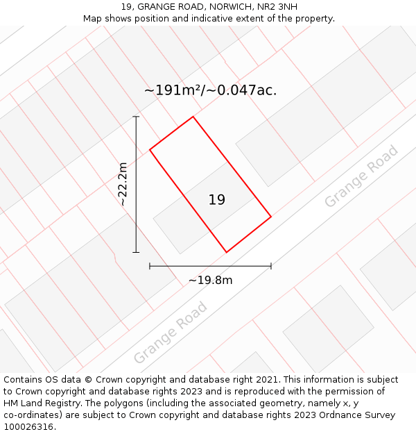 19, GRANGE ROAD, NORWICH, NR2 3NH: Plot and title map