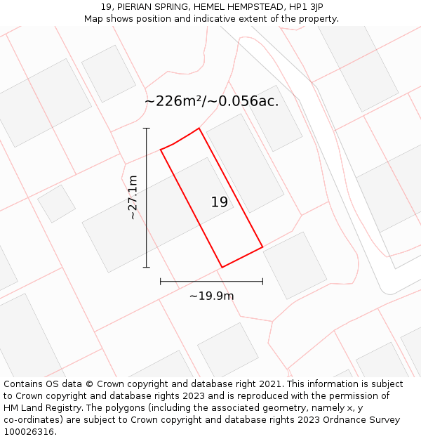 19, PIERIAN SPRING, HEMEL HEMPSTEAD, HP1 3JP: Plot and title map