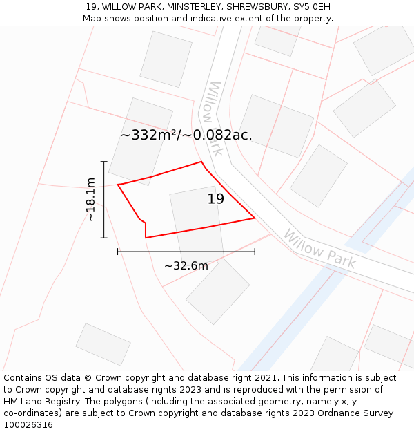 19, WILLOW PARK, MINSTERLEY, SHREWSBURY, SY5 0EH: Plot and title map