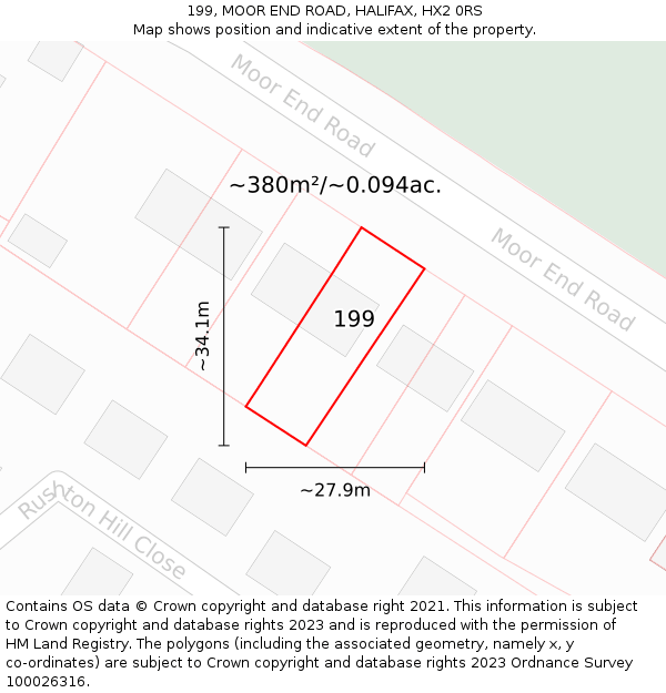 199, MOOR END ROAD, HALIFAX, HX2 0RS: Plot and title map