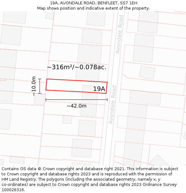 19A, AVONDALE ROAD, BENFLEET, SS7 1EH: Plot and title map