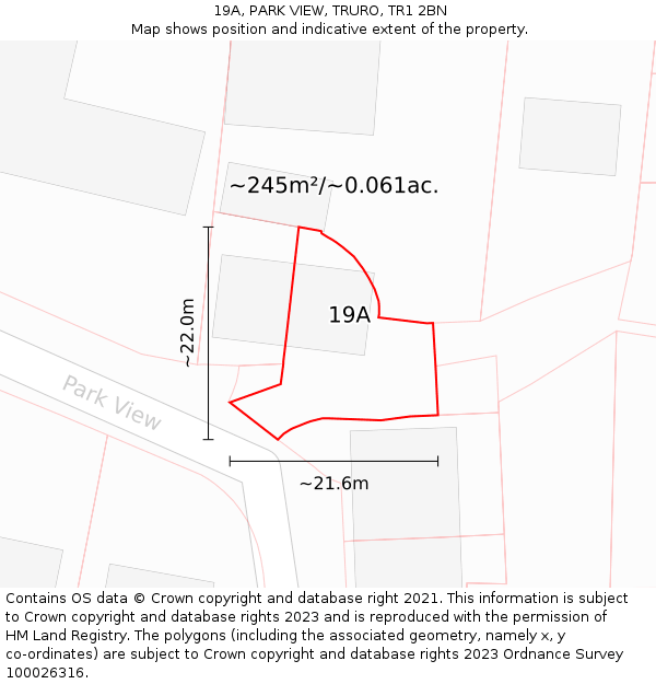 19A, PARK VIEW, TRURO, TR1 2BN: Plot and title map