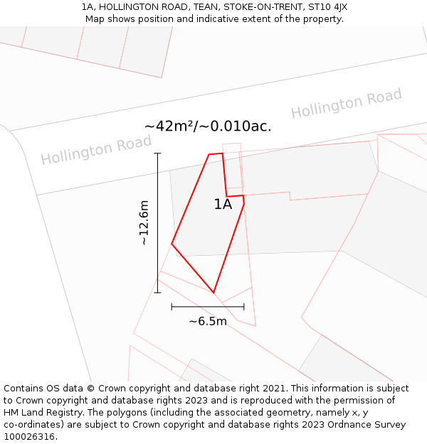 1A, HOLLINGTON ROAD, TEAN, STOKE-ON-TRENT, ST10 4JX: Plot and title map