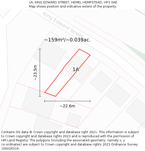 1A, KING EDWARD STREET, HEMEL HEMPSTEAD, HP3 0AE: Plot and title map