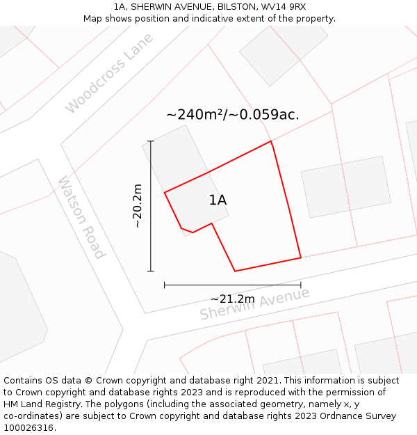 1A, SHERWIN AVENUE, BILSTON, WV14 9RX: Plot and title map