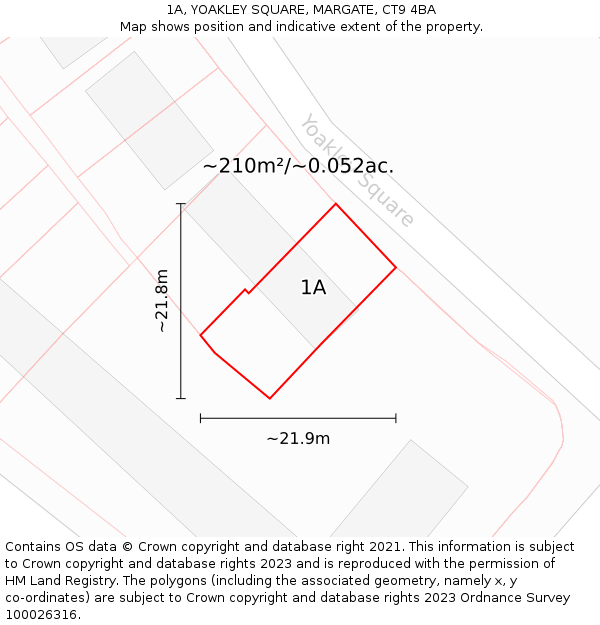 1A, YOAKLEY SQUARE, MARGATE, CT9 4BA: Plot and title map