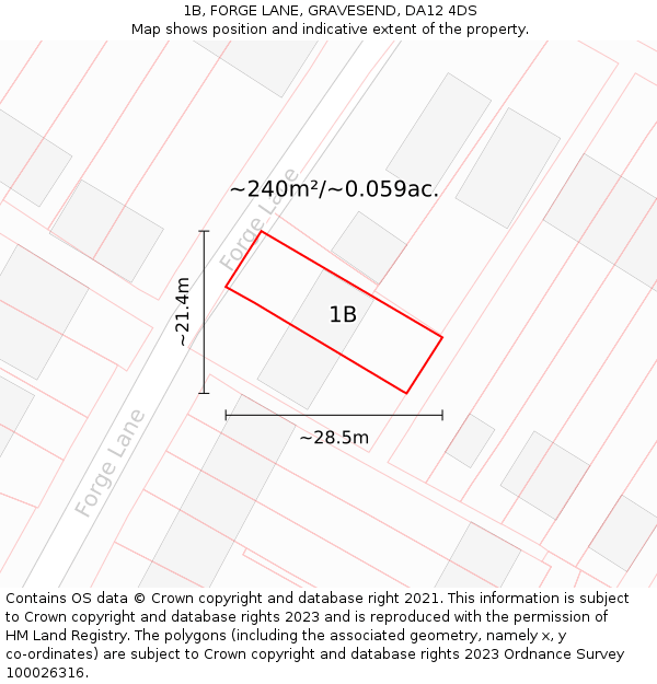 1B, FORGE LANE, GRAVESEND, DA12 4DS: Plot and title map