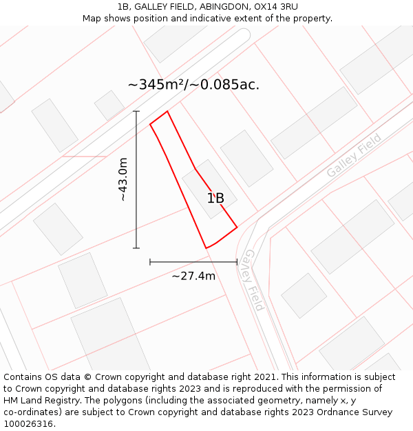 1B, GALLEY FIELD, ABINGDON, OX14 3RU: Plot and title map