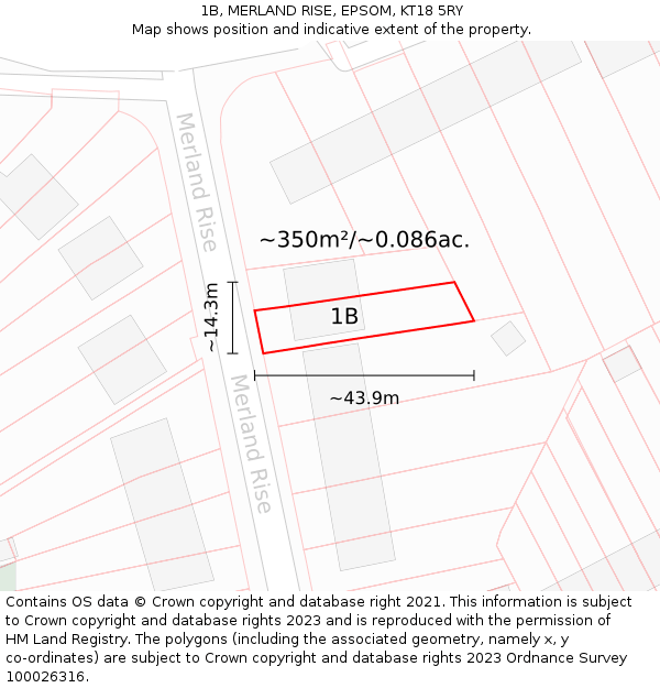 1B, MERLAND RISE, EPSOM, KT18 5RY: Plot and title map