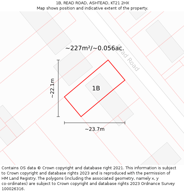 1B, READ ROAD, ASHTEAD, KT21 2HX: Plot and title map