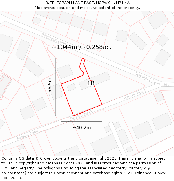 1B, TELEGRAPH LANE EAST, NORWICH, NR1 4AL: Plot and title map