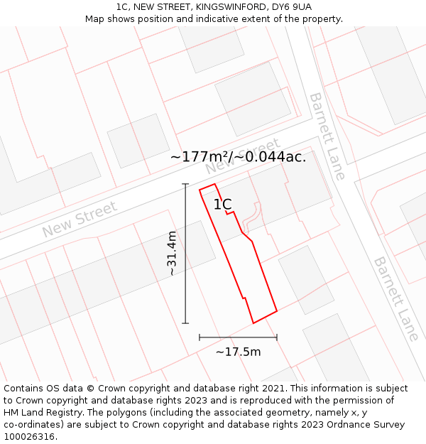 1C, NEW STREET, KINGSWINFORD, DY6 9UA: Plot and title map