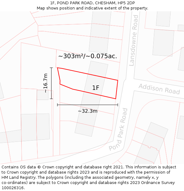 1F, POND PARK ROAD, CHESHAM, HP5 2DP: Plot and title map