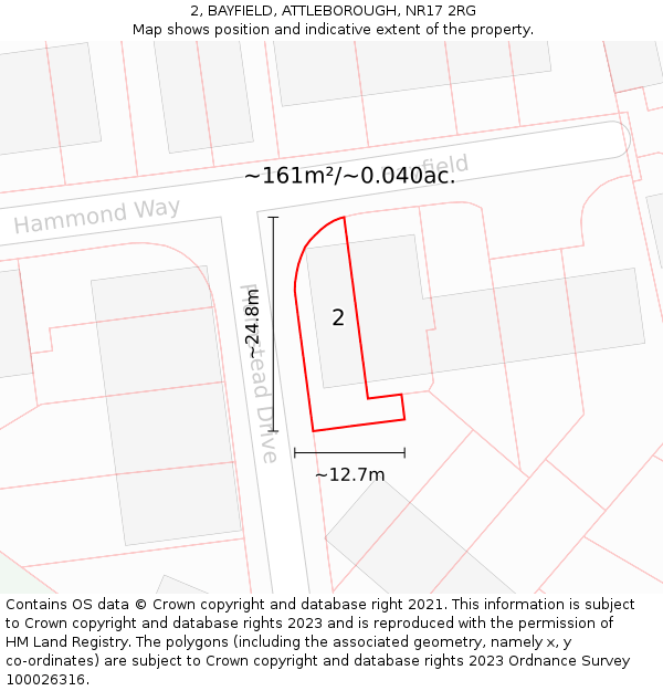 2, BAYFIELD, ATTLEBOROUGH, NR17 2RG: Plot and title map