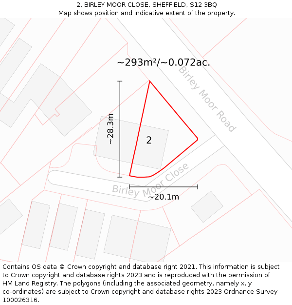 2, BIRLEY MOOR CLOSE, SHEFFIELD, S12 3BQ: Plot and title map