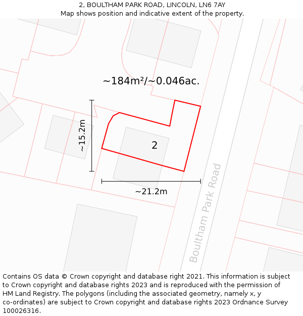 2, BOULTHAM PARK ROAD, LINCOLN, LN6 7AY: Plot and title map