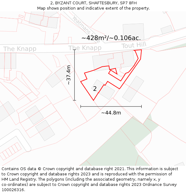 2, BYZANT COURT, SHAFTESBURY, SP7 8FH: Plot and title map