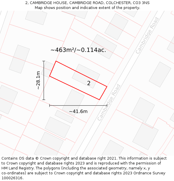 2, CAMBRIDGE HOUSE, CAMBRIDGE ROAD, COLCHESTER, CO3 3NS: Plot and title map