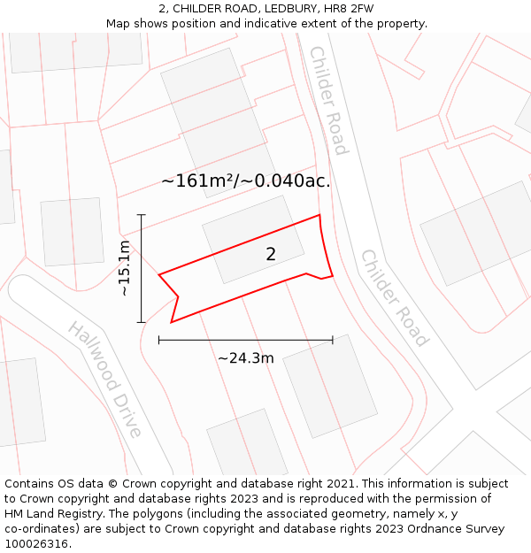 2, CHILDER ROAD, LEDBURY, HR8 2FW: Plot and title map