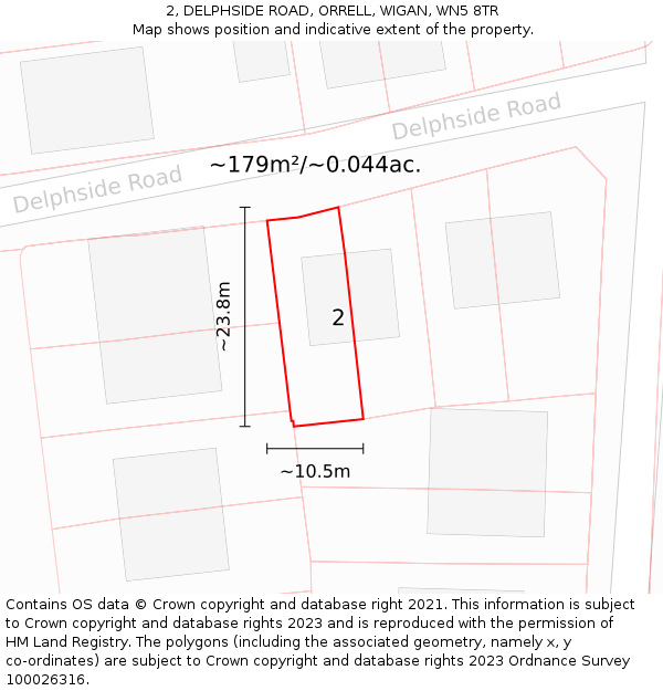 2, DELPHSIDE ROAD, ORRELL, WIGAN, WN5 8TR: Plot and title map