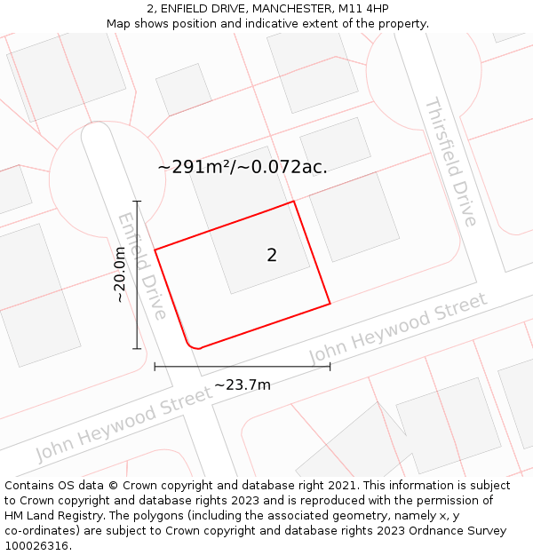 2, ENFIELD DRIVE, MANCHESTER, M11 4HP: Plot and title map