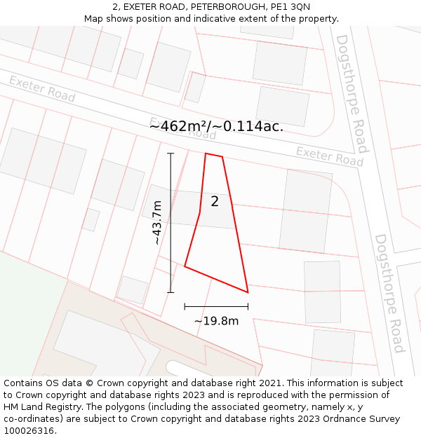2, EXETER ROAD, PETERBOROUGH, PE1 3QN: Plot and title map