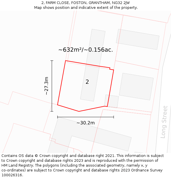 2, FARM CLOSE, FOSTON, GRANTHAM, NG32 2JW: Plot and title map