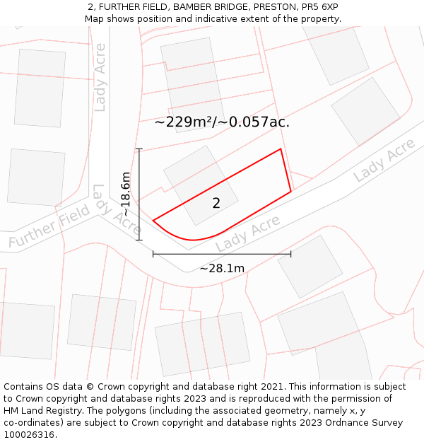 2, FURTHER FIELD, BAMBER BRIDGE, PRESTON, PR5 6XP: Plot and title map