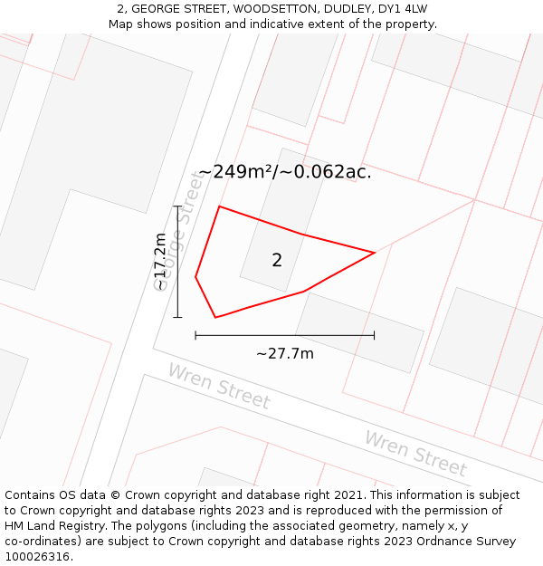 2, GEORGE STREET, WOODSETTON, DUDLEY, DY1 4LW: Plot and title map