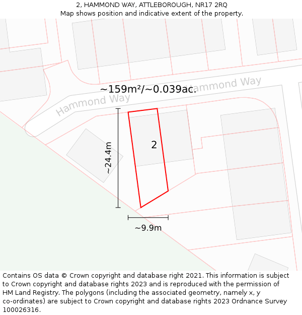 2, HAMMOND WAY, ATTLEBOROUGH, NR17 2RQ: Plot and title map