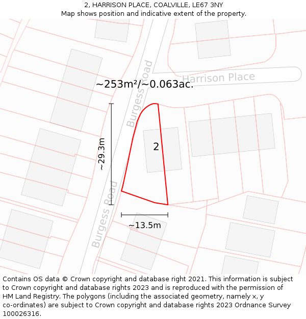 2, HARRISON PLACE, COALVILLE, LE67 3NY: Plot and title map