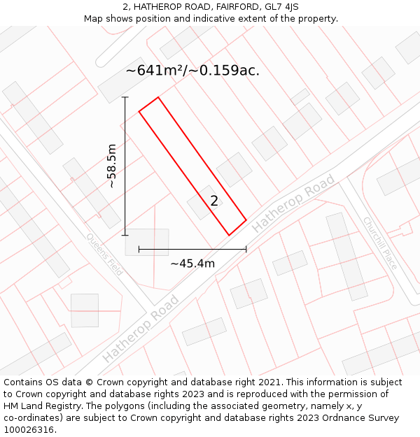 2, HATHEROP ROAD, FAIRFORD, GL7 4JS: Plot and title map