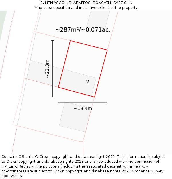 2, HEN YSGOL, BLAENFFOS, BONCATH, SA37 0HU: Plot and title map