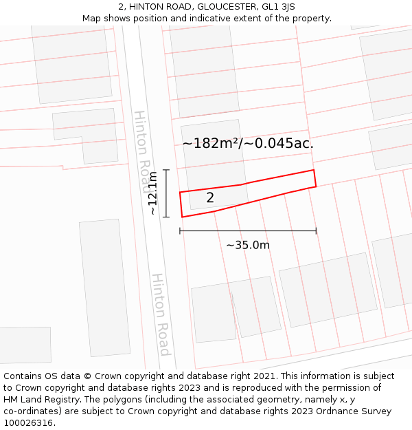 2, HINTON ROAD, GLOUCESTER, GL1 3JS: Plot and title map