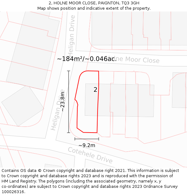 2, HOLNE MOOR CLOSE, PAIGNTON, TQ3 3GH: Plot and title map