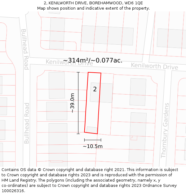 2, KENILWORTH DRIVE, BOREHAMWOOD, WD6 1QE: Plot and title map