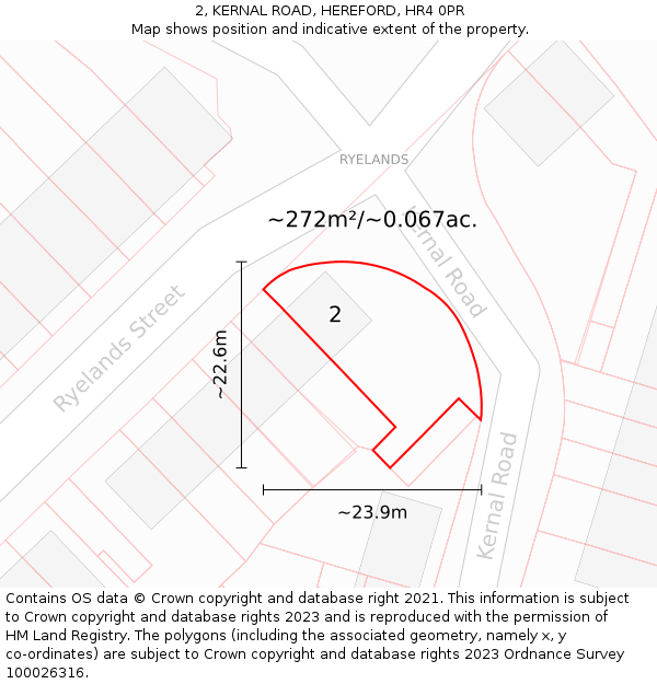 2, KERNAL ROAD, HEREFORD, HR4 0PR: Plot and title map